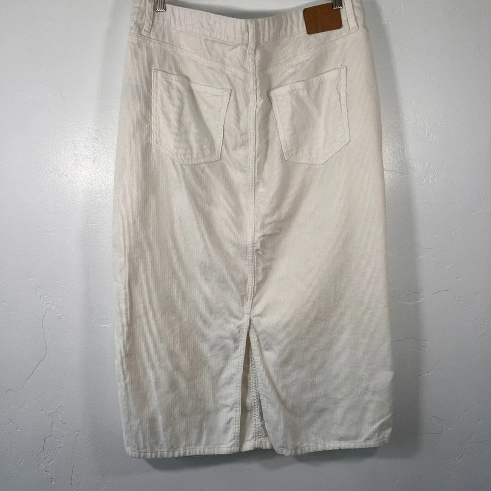 Cotton On Cord Maxi Skirt Womens Size 12 Cream Off-White Straight Back Slit 1052 - Picture 2 of 8